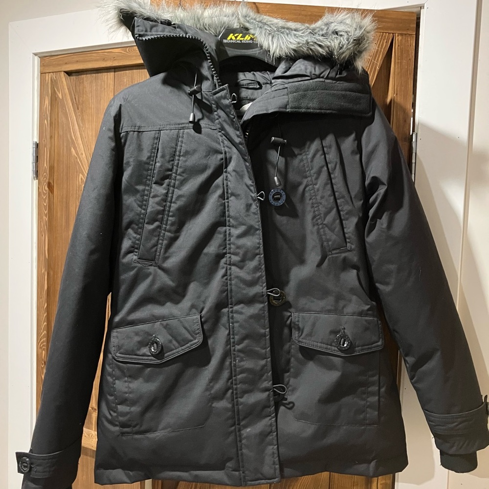 Ecko Unlimited Women's Black Ski Jacket with Faux Fur Hood